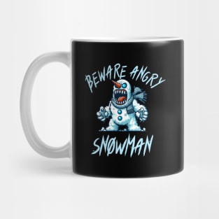 Beware Angry Snowman - Evil Monster Snowman Design Mug